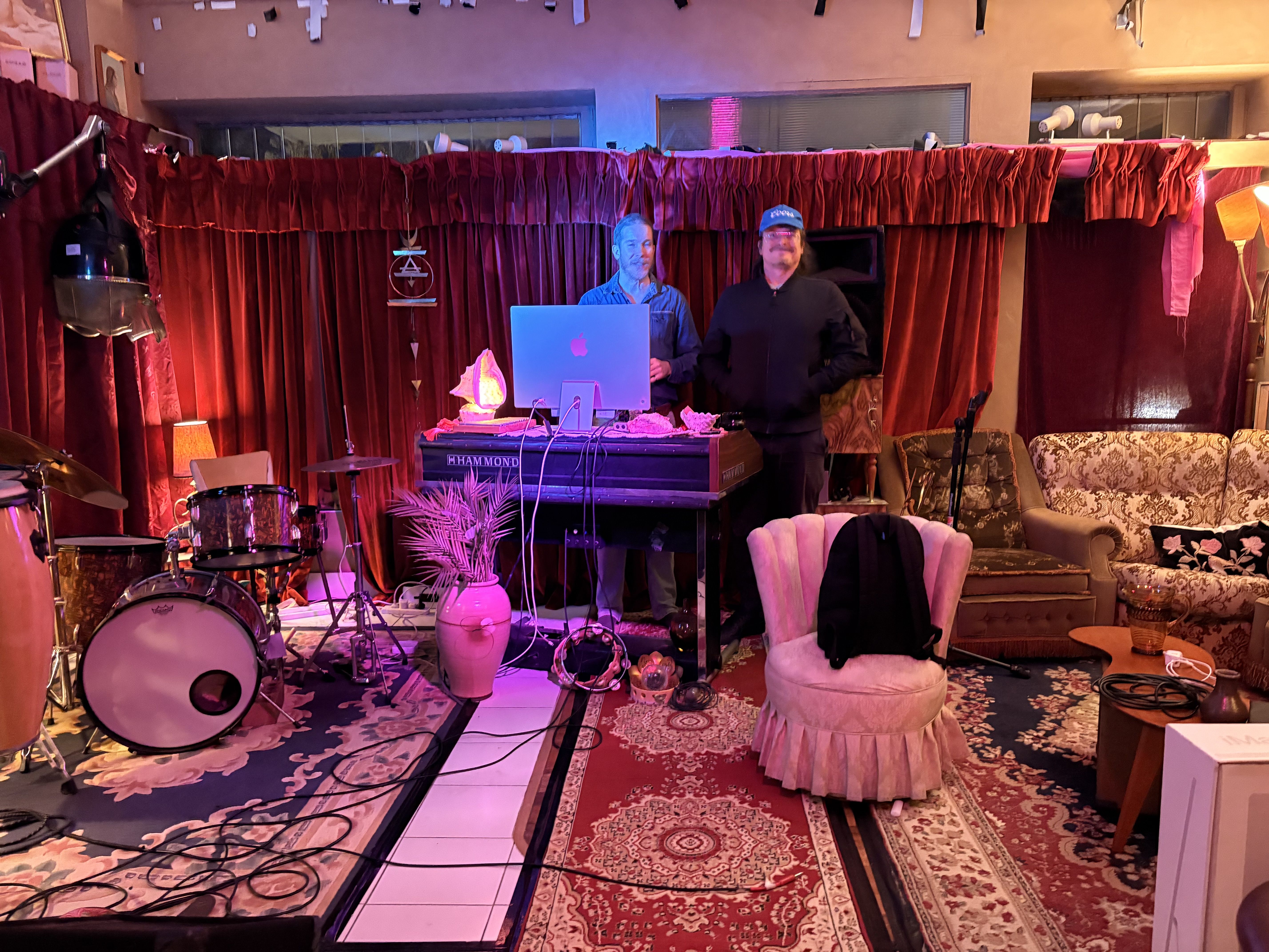 Two hosts at the Hammond organ